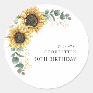 Bloemen Zonnebloem Groen 50e Verjaardag Ronde Sticker