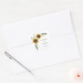 Bloemen Zonnebloem groen bladeren bruiloft Vierkante Sticker (Envelop)