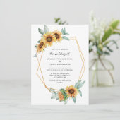 Bloemen Zonnebloem groen Botanische bruiloft Kaart (Staand voorkant)