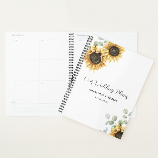 Bloemen Zonnebloem groen Botanische bruiloft Planner (Display)