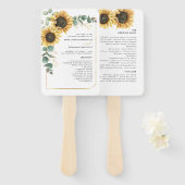Bloemen Zonnebloem groen bruiloft programma Handwaaier (Voorkant en achterkant)