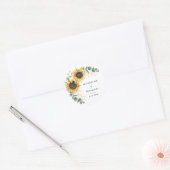 Bloemen Zonnebloem groen Eucalyptus bruiloft Ronde Sticker (Envelop)