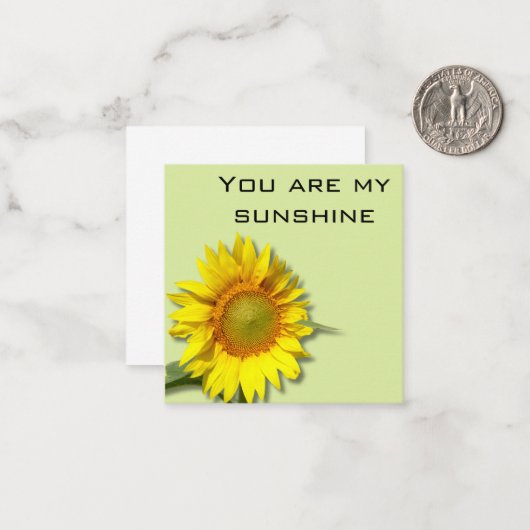 Bloemen Zonnebloem kaart Notitiekaartje (Voorkant / Achterkant in situ)