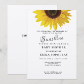 Bloemen Zonnebloem Kaart, Ray of Sunshine Baby sho Kaart (Voorkant / Achterkant)