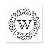 Bloemen Zonnebloem Lijst Één Initiaal Monogram Zelfinktende Stempel (Design)