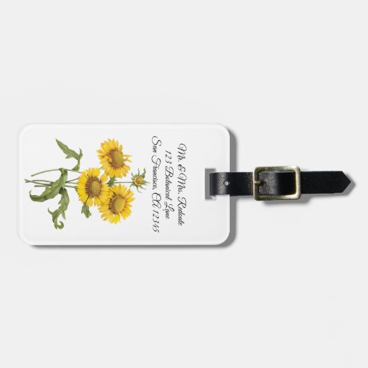  bloemen zonnebloem met bloemen door roodoute bagagelabel (Voorkant horizontaal)