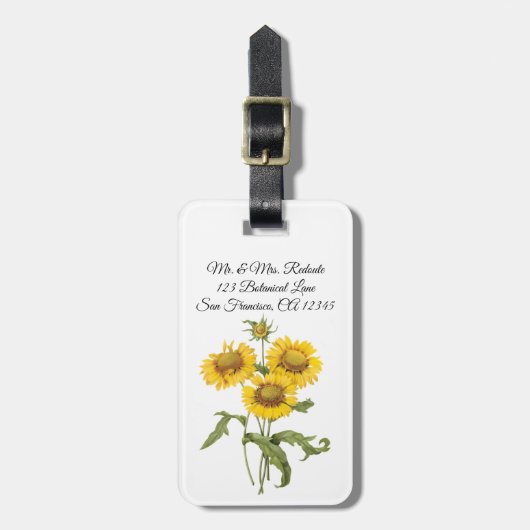  bloemen zonnebloem met bloemen door roodoute bagagelabel (Voorkant verticaal)