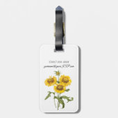  bloemen zonnebloem met bloemen door roodoute bagagelabel (Achterkant verticaal)