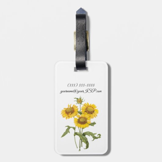 bloemen zonnebloem met bloemen door roodoute bagagelabel (Achterkant verticaal)