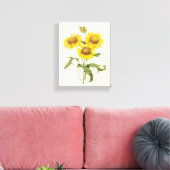 bloemen zonnebloem met bloemen door roodoute canvas afdruk (Insitu (Woonkamer))