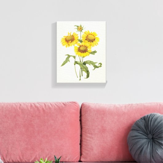 bloemen zonnebloem met bloemen door roodoute canvas afdruk (Insitu (Woonkamer))
