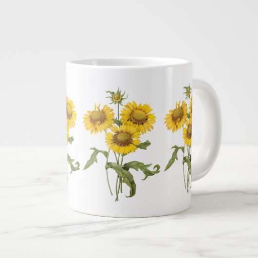  bloemen zonnebloem met bloemen door roodoute grote koffiekop (Voorkant rechts)