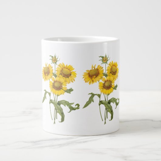 bloemen zonnebloem met bloemen door roodoute grote koffiekop (Voorkant)