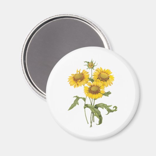  bloemen zonnebloem met bloemen door roodoute magneet (Voorkant / Achterkant)