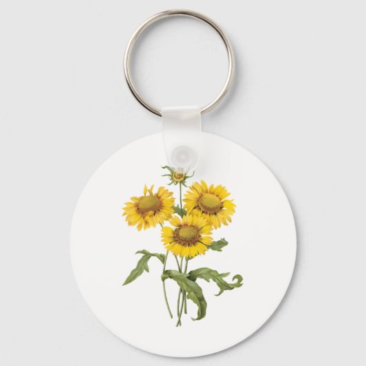  bloemen zonnebloem met bloemen door roodoute sleutelhanger (Voorkant)