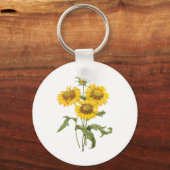  bloemen zonnebloem met bloemen door roodoute sleutelhanger (Voorkant)