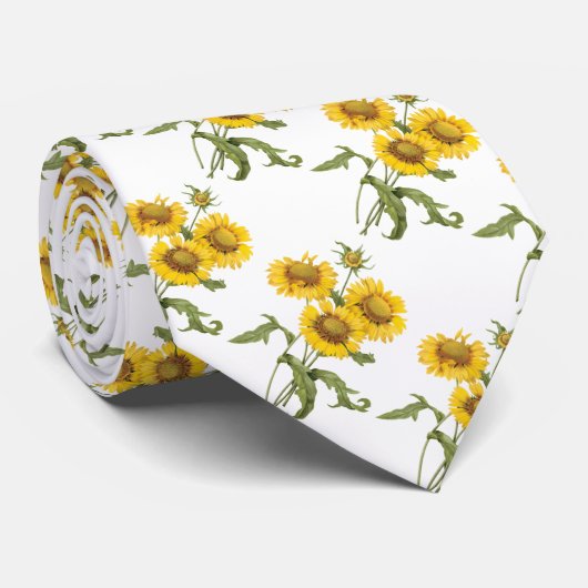  bloemen zonnebloem met bloemen door roodoute stropdas (Opgerold)