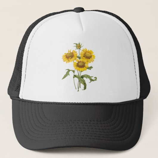  bloemen zonnebloem met bloemen door roodoute trucker pet (Voorkant)