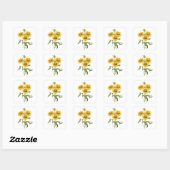  bloemen zonnebloem met bloemen door roodoute vierkante sticker (Vel)