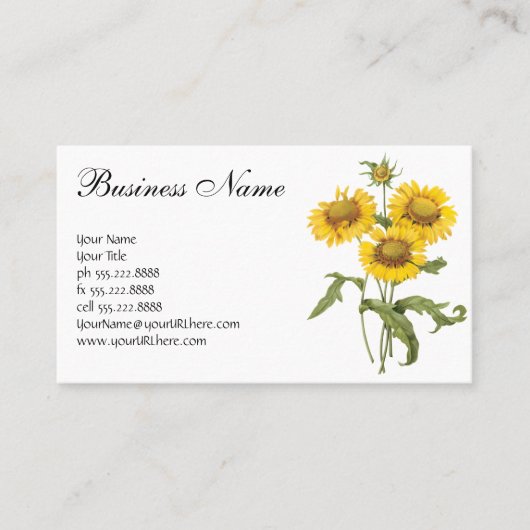 bloemen zonnebloem met bloemen door roodoute visitekaartje (Voorkant)