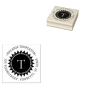 Bloemen Zonnebloem Naam Adres 1 Initiaal Ronde Rub Rubberstempel (Gestempeld)