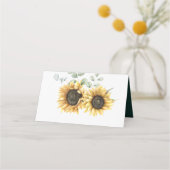 Bloemen Zonnebloem Naam en datum Bruiloft Plaatskaartje (Achterkant)
