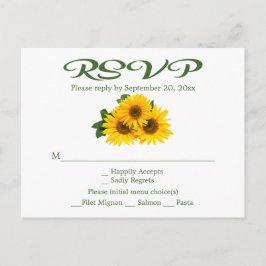 Bloemen Zonnebloem RSVP Groen Geel Huwelijksfeest Uitnodiging Briefkaart