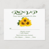 Bloemen Zonnebloem RSVP Groen Geel Huwelijksfeest Uitnodiging Briefkaart (Voorkant)