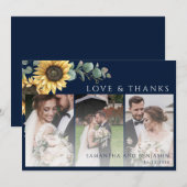 Bloemen Zonnebloem Trouwfoto Bedankt (Voorkant / Achterkant)