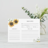 Bloemen Zonnebloem Vrijgezellenfeest Recept Kaart (Staand voorkant)