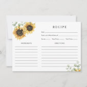 Bloemen Zonnebloem Vrijgezellenfeest Recept Kaart (Voorkant)