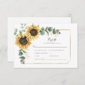 Bloemen Zonnebloem Waterverf bruiloft RSVP Kaartje (Voorkant / Achterkant)