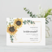 Bloemen Zonnebloem Wil je mijn bruidsmeisje Kaart (Staand voorkant)