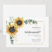 Bloemen Zonnebloem Wil je mijn bruidsmeisje Kaart (Voorkant / Achterkant)