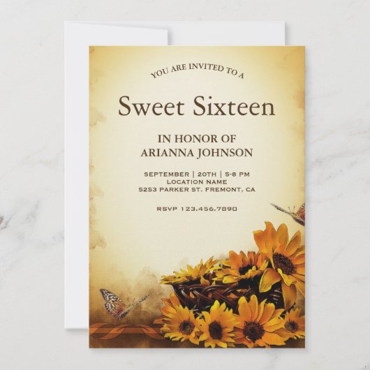  Bloemen Zonnebloem Zoet Zestien Kaart (Voorkant)