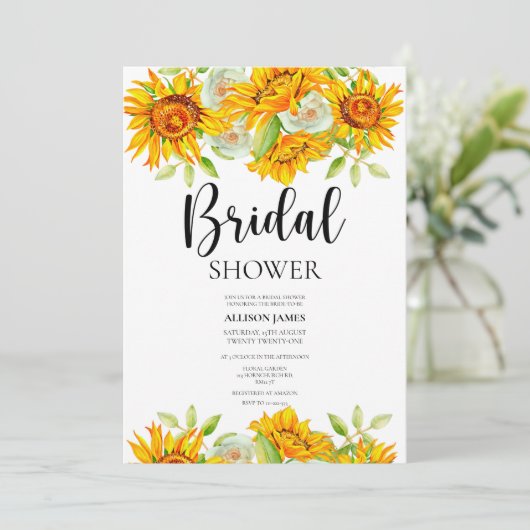 Bloemen Zonnebloemen Bridal Shower Uitnodiging (Staand voorkant)