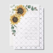 Bloemen Zonnebloemen en Eucalyptus rustieke bruilo Vellum Uitnodigingen (Offset (Uitnodiging))