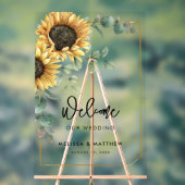 Bloemen Zonnebloemen Eucalyptus Bruiloft Welkom Acryl Bord (Neutraal)