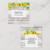 Bloemen Zonnebloemen Rustiek Oud Hout Citroenen Vierkante Visitekaartje (Voorkant / Achterkant)