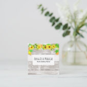 Bloemen Zonnebloemen Rustiek Oude Houten Citroene Vierkante Visitekaartje (Staand voorkant)