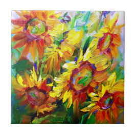 Bloemen Zonnebloemen Tegel Design Tegeltje