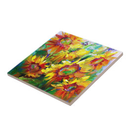Bloemen Zonnebloemen Tegel Design Tegeltje