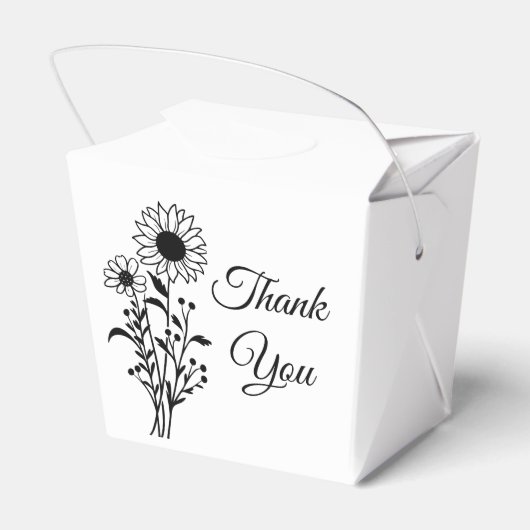 Bloemen Zonnebloemen Zwart Wit Huwelijk Dank u Bedankdoosjes (Achterkant)