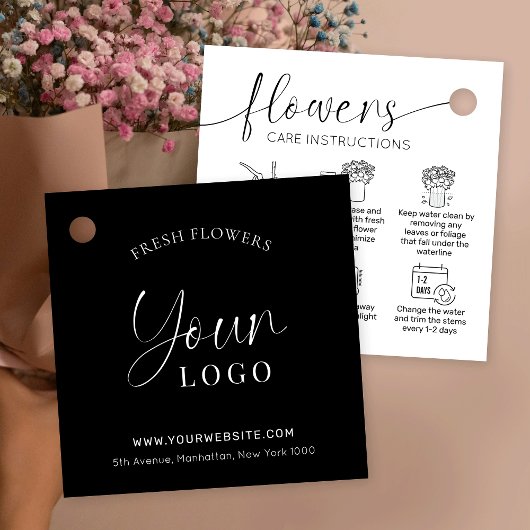 Bloemen Zorg Minimalistische Logo Bloemist Hang La Bedankjes Labels