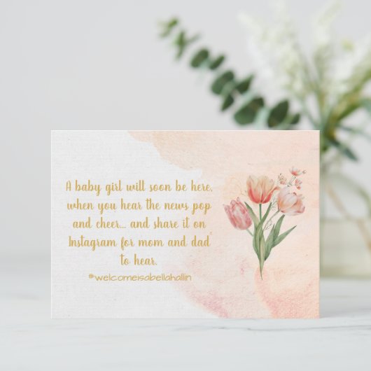 Bloemen Zwangerschap Aankondiging Kaart (Staand voorkant)