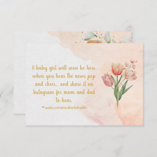 Bloemen Zwangerschap Aankondiging Kaart (Voorkant / Achterkant)