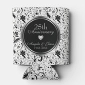 Bloemen Zwart Delicate Flowers- Zilver Jubileum Blikjeskoeler (Achterkant)