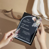 Bloemen zwart elegante bruiloft uitnodiging