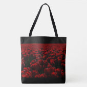  bloemen, zwart en diep, groen tote bag (Voorkant)