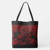  bloemen, zwart en diep, groen tote bag (Achterkant)